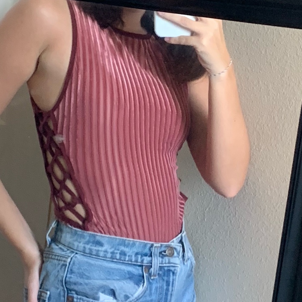 Velvet strip bodysuit